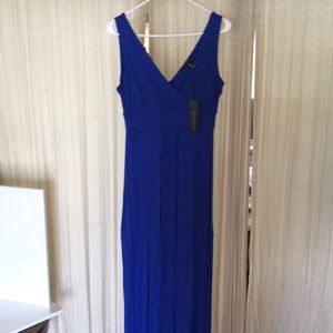 New blue long summer dress sz Medium. Rayon blend.
